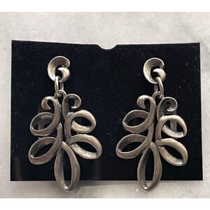 James Avery .925 Sterling Silver Ribbon Dangle Post Earrings - Original Backs